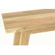 Rustic country solid teak console table with angled legs and low shelf in a plain unpainted wood finish