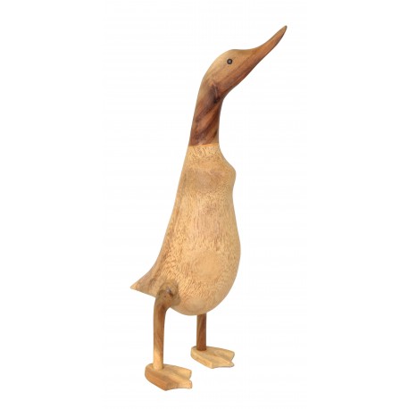 Bamboo duck ornament with a natural wood finish