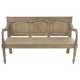 Mahogany bench with a simply carved back and curved arms all fiinshed in stripped back vintage finish