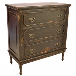 Distressed Black 3 Drawer Chest of Drawers