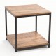 Open lamp Table with laquered Mango Wood top and single low shelf and black painted steel frame