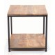 Open lamp Table with laquered Mango Wood top and single low shelf and black painted steel frame