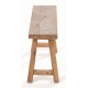 Solid teak stool with a rustic finish and splayed solid teak legs
